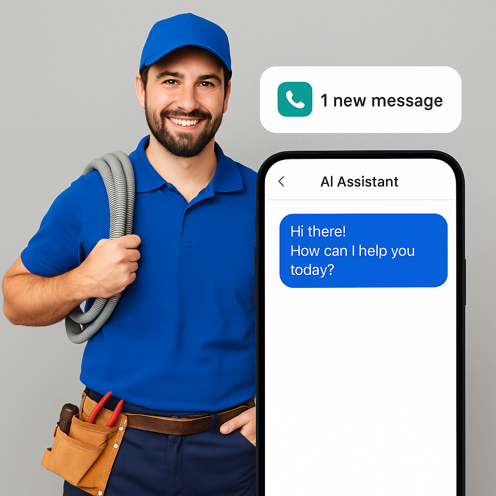 Service worker with AI chatbot overlay
